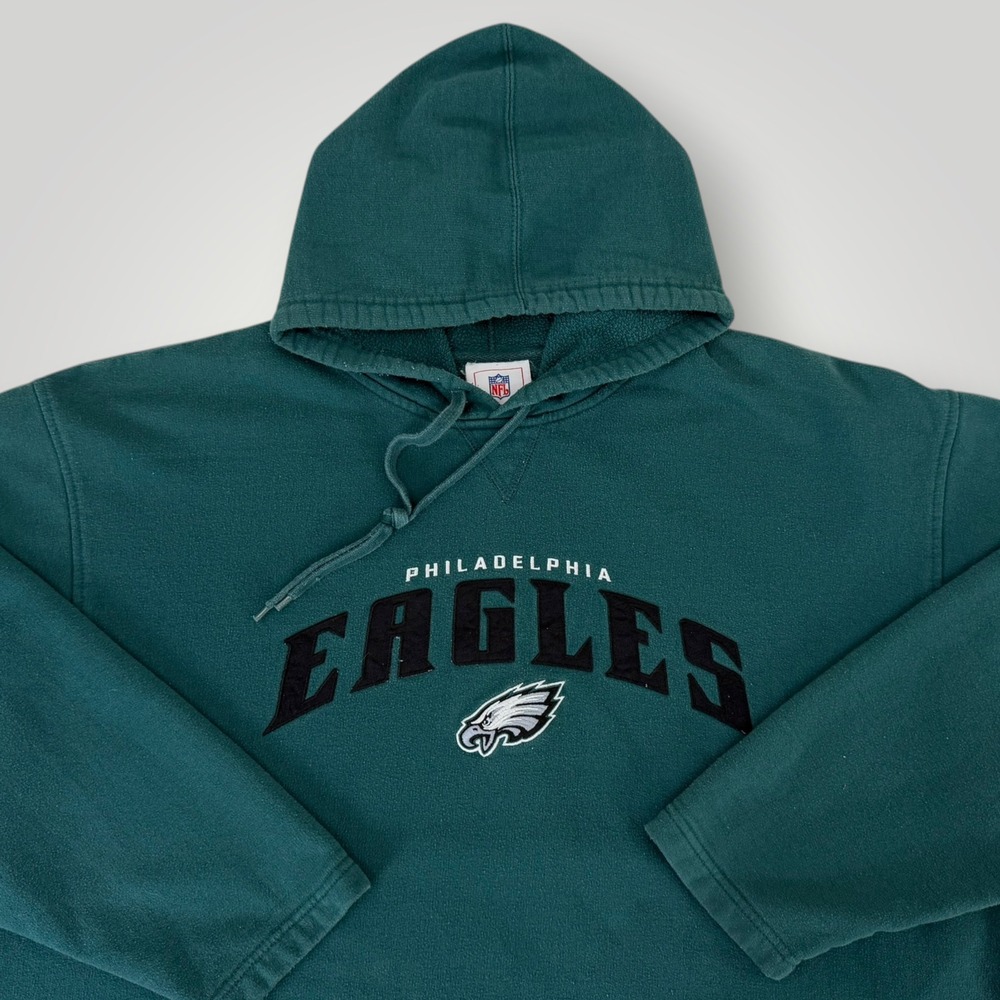 Vintage NFL Philadelphia Eagles Fleece Hoodie Green Pullover Mens XL DB27 F04